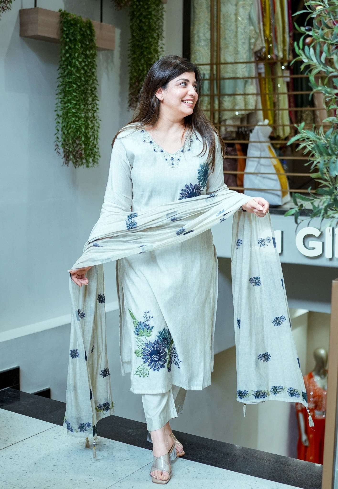 Summer Special Pure Lilan Top Pant Dupatta Set for Women