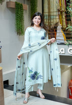 Summer Special Pure Lilan Top Pant Dupatta Set for Women