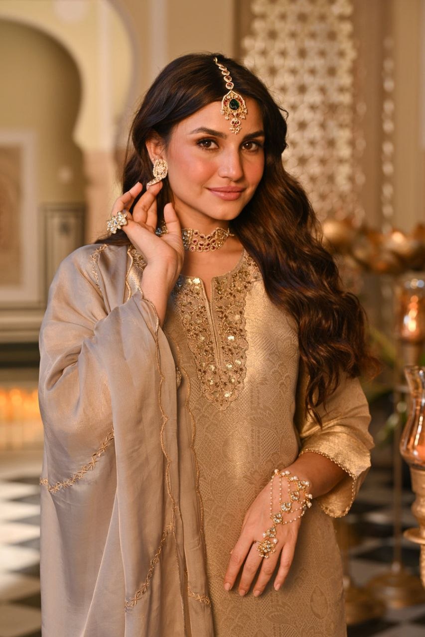 Silk Embroidered Kurti Set with Pant & Dupatta for Women