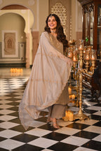Silk Embroidered Kurti Set with Pant & Dupatta for Women