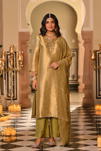 Silk Embroidered Kurti Set with Pant & Dupatta for Women