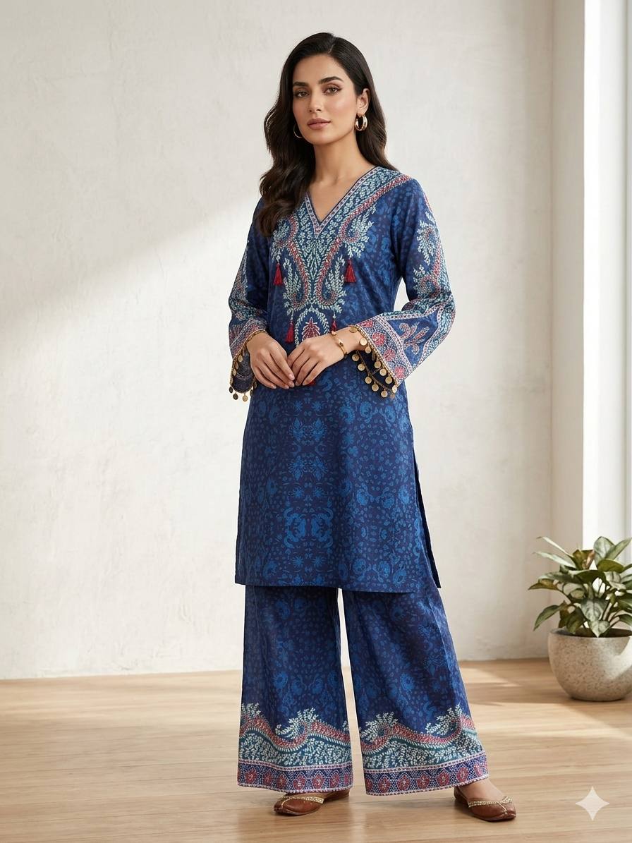 Printed Crape Silk Co-Ord Set for Women