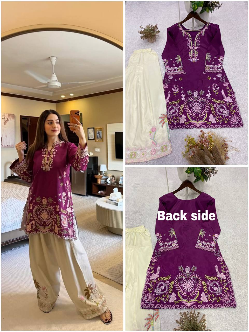Summer Special Embroidered Co-Ord Set .Trendy Women's Fashion Outfit