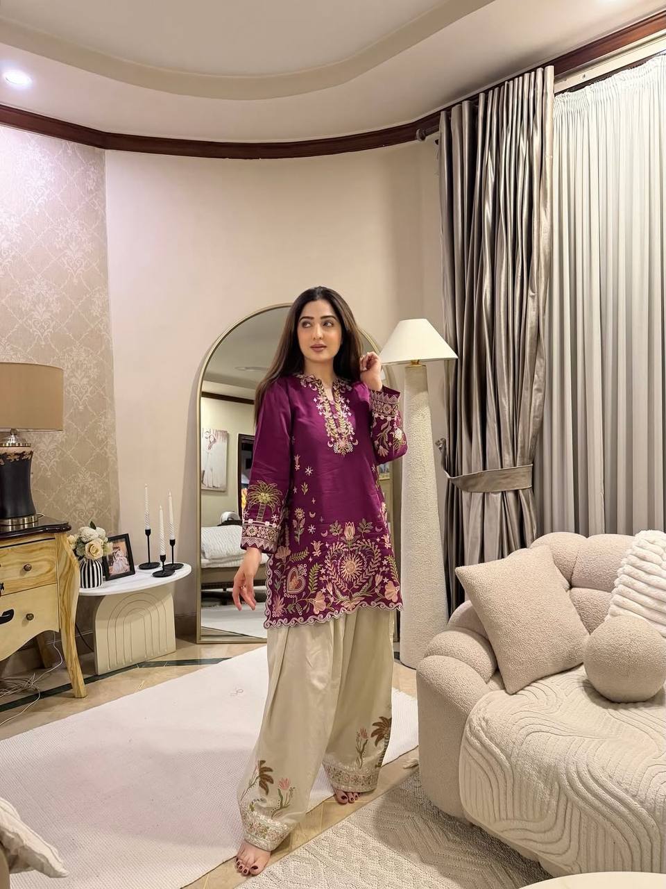 Summer Special Embroidered Co-Ord Set .Trendy Women's Fashion Outfit
