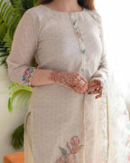 Women's Printed Lilan Suit Set | Light Pink Traditional Kurta Set