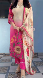 Soft Waves Silk Kurti Set with Pant & Dupatta