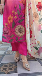Soft Waves Silk Kurti Set with Pant & Dupatta