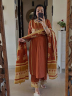 Jaipuri Cotton Kurti Set with Palazzo & Dupatta | 60x60 Pure Cotton Straight Fit Ethnic Wear for Women