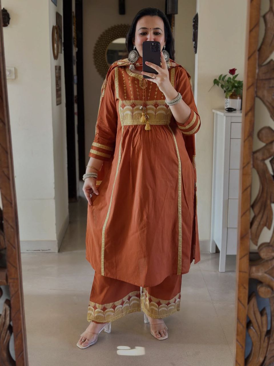 Jaipuri Cotton Kurti Set with Palazzo & Dupatta | 60x60 Pure Cotton Straight Fit Ethnic Wear for Women