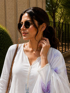 Pure Mul Mul Lilan Kurti Set with Pant & Dupatta .Handwork Ethnic Wear for Women