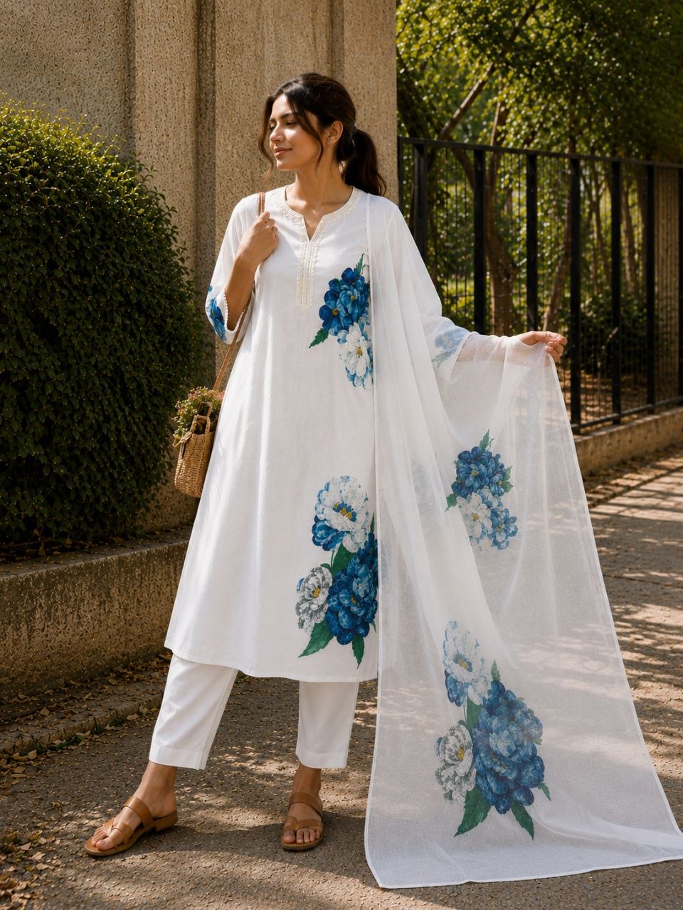 Special Lilan Cotton Printed Kurti Set with Pant & Dupatta