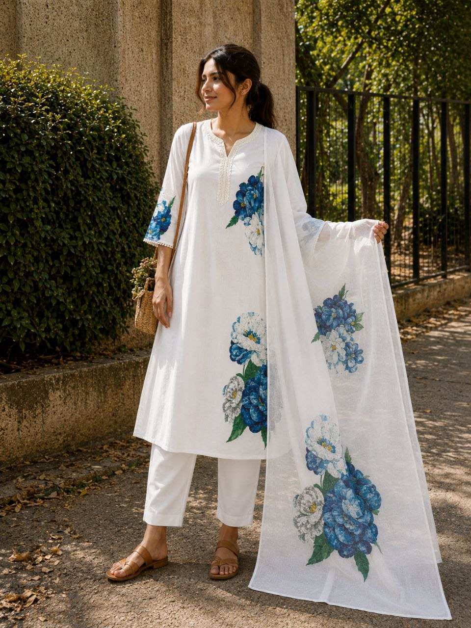 Special Lilan Cotton Printed Kurti Set with Pant & Dupatta