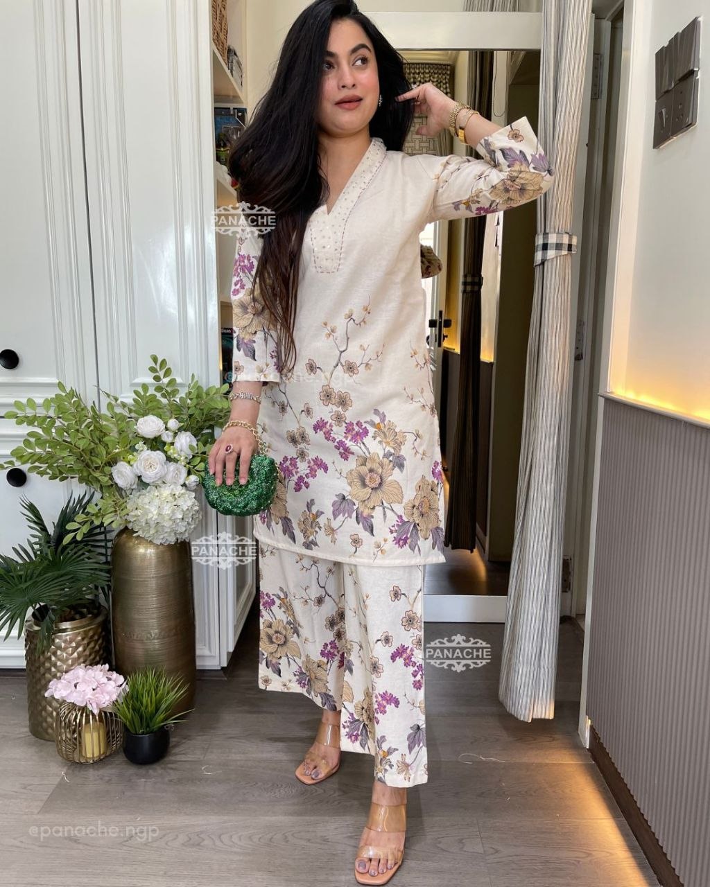Pure Lilan Cotton Kurti Pant Set for Women | Hand Embroidered Ethnic Wear