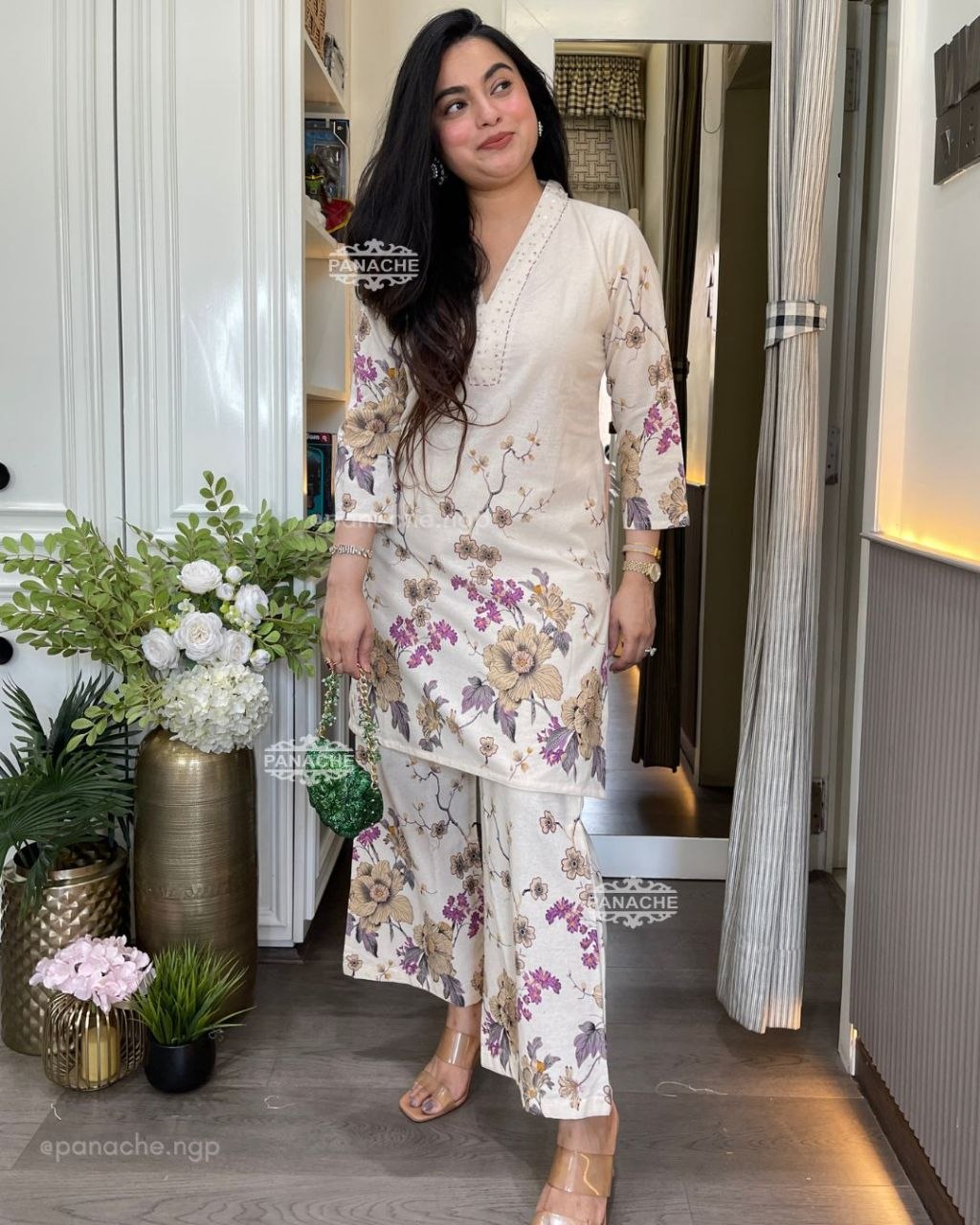 Pure Lilan Cotton Kurti Pant Set for Women | Hand Embroidered Ethnic Wear