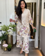 Pure Lilan Cotton Kurti Pant Set for Women | Hand Embroidered Ethnic Wear