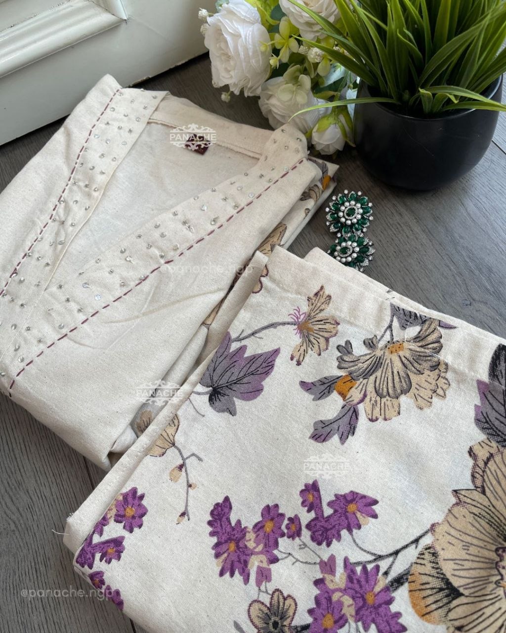 Pure Lilan Cotton Kurti Pant Set for Women | Hand Embroidered Ethnic Wear