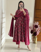 Cotton Anarkali Kurti Set with Pant & Dupatta | Premium 60x60 Cotton Ethnic Wear