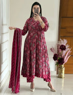 Cotton Anarkali Kurti Set with Pant & Dupatta | Premium 60x60 Cotton Ethnic Wear