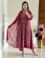 Cotton Anarkali Kurti Set with Pant & Dupatta | Premium 60x60 Cotton Ethnic Wear