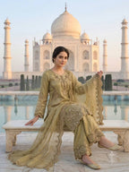 Wedding Wear Embroidered Kurti Palazzo Suit Set