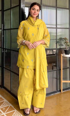 Party Wear Mul Chanderi Kurti Farshi Palazzo Set with Dupatta
