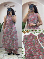 Summer Special Pure Cotton Printed Co-ord Set for Women | Sleeveless Kurti & Palazzo Set