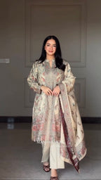 Berry Silk Kurta Pant Dupatta Set for Women