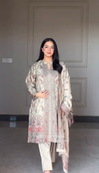 Berry Silk Kurta Pant Dupatta Set for Women