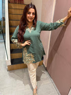 Cotton Co-Ord Set with Embroidered Top and Pant