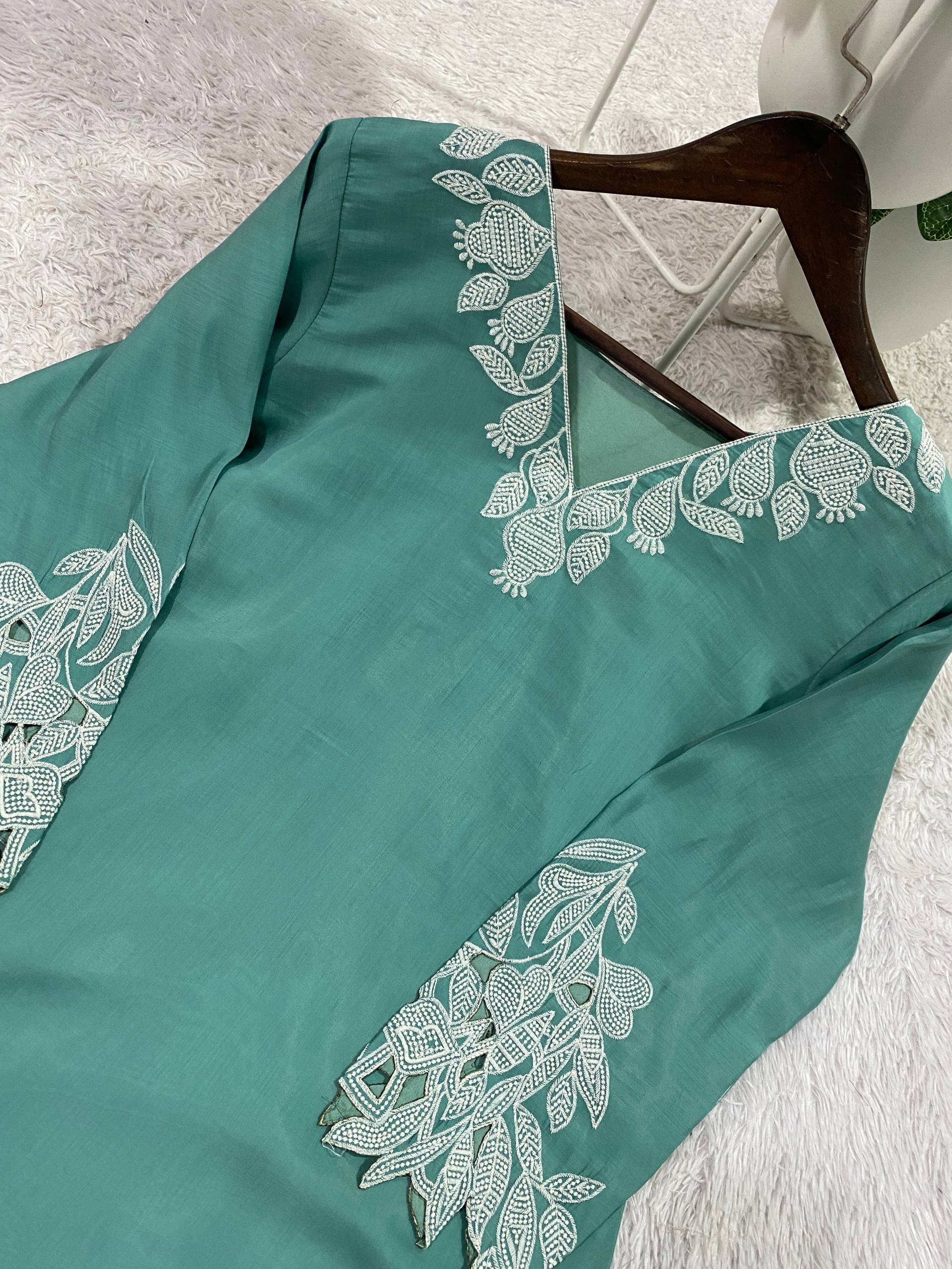 Cotton Co-Ord Set with Embroidered Top and Pant