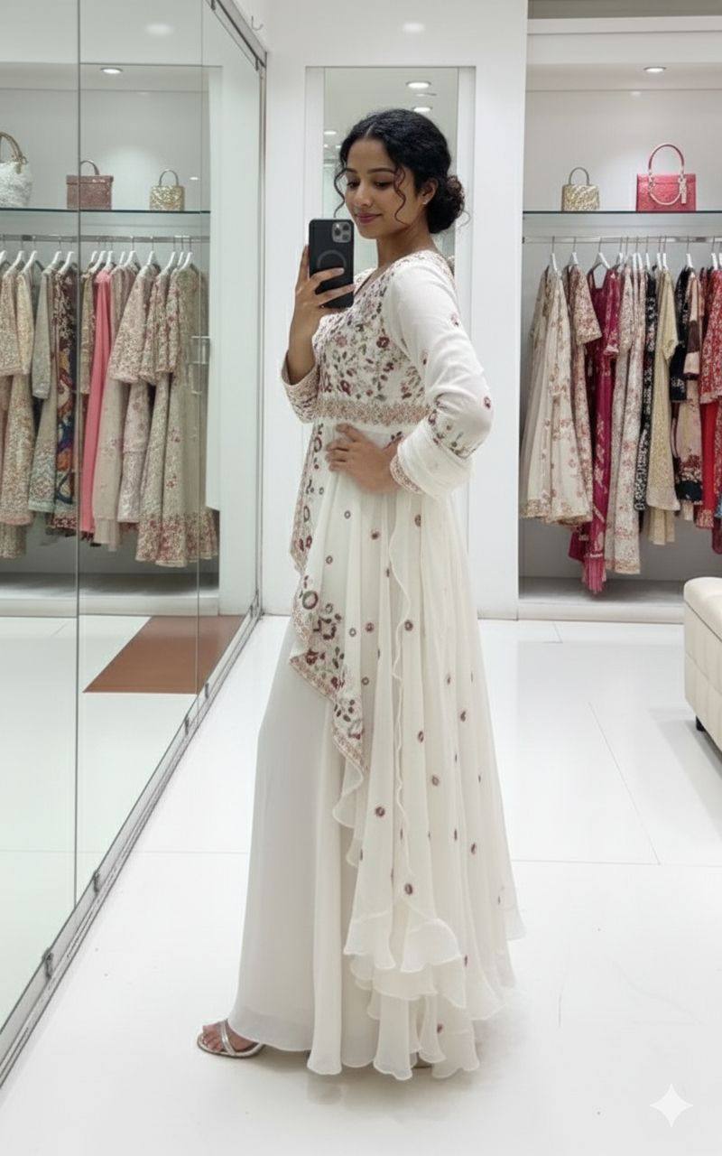 Silk Sequence Embroidered Kurta Palazzo Set with Dupatta