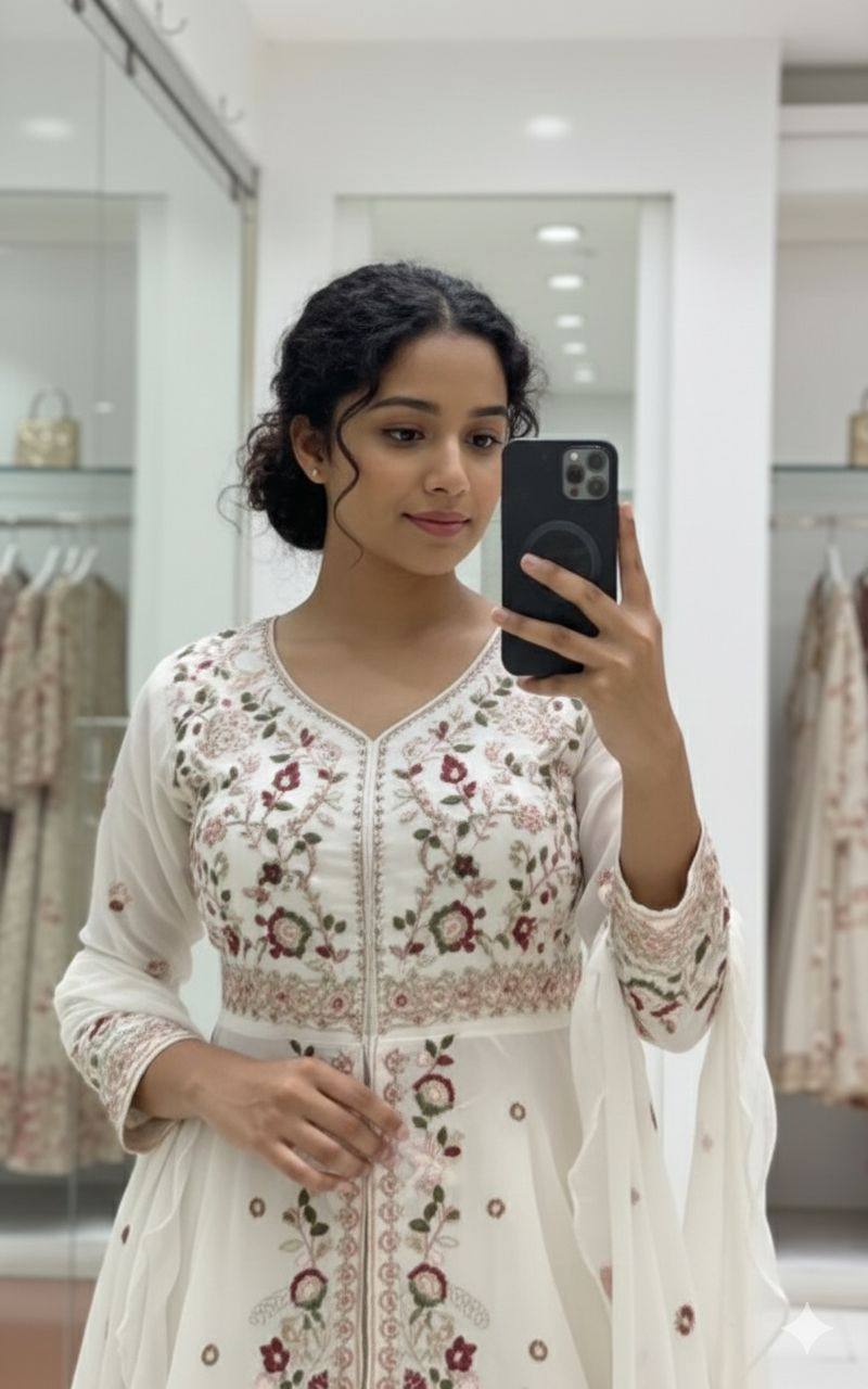 Silk Sequence Embroidered Kurta Palazzo Set with Dupatta