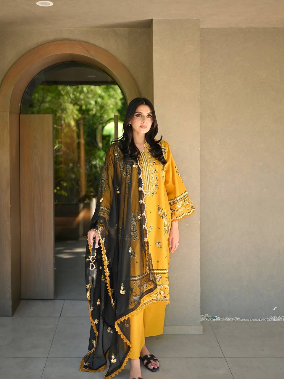 Designer Roman Silk Embroidered Kurti Palazzo Set with Georgette Dupatta for Women – Wedding & Party Wear