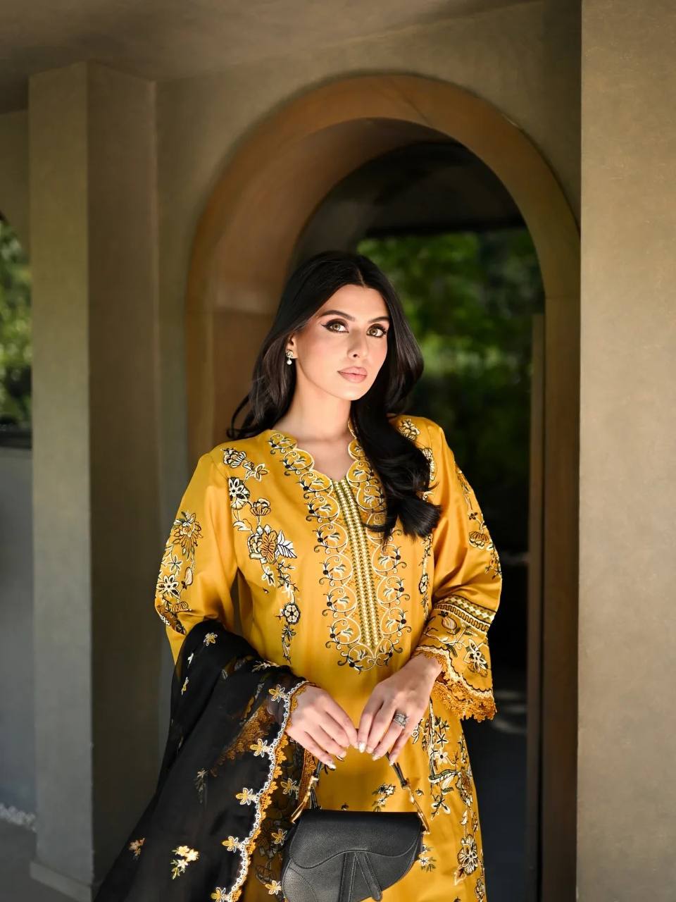 Designer Roman Silk Embroidered Kurti Palazzo Set with Georgette Dupatta for Women – Wedding & Party Wear