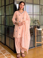 Party Wear Mul Chanderi Kurti Farshi Palazzo Set with Dupatta