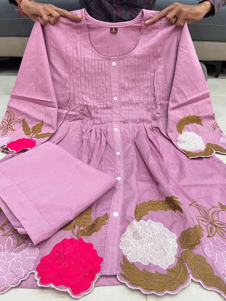 Chanderi Embroidered Cord Set with Bracelet – Top & Pant Set