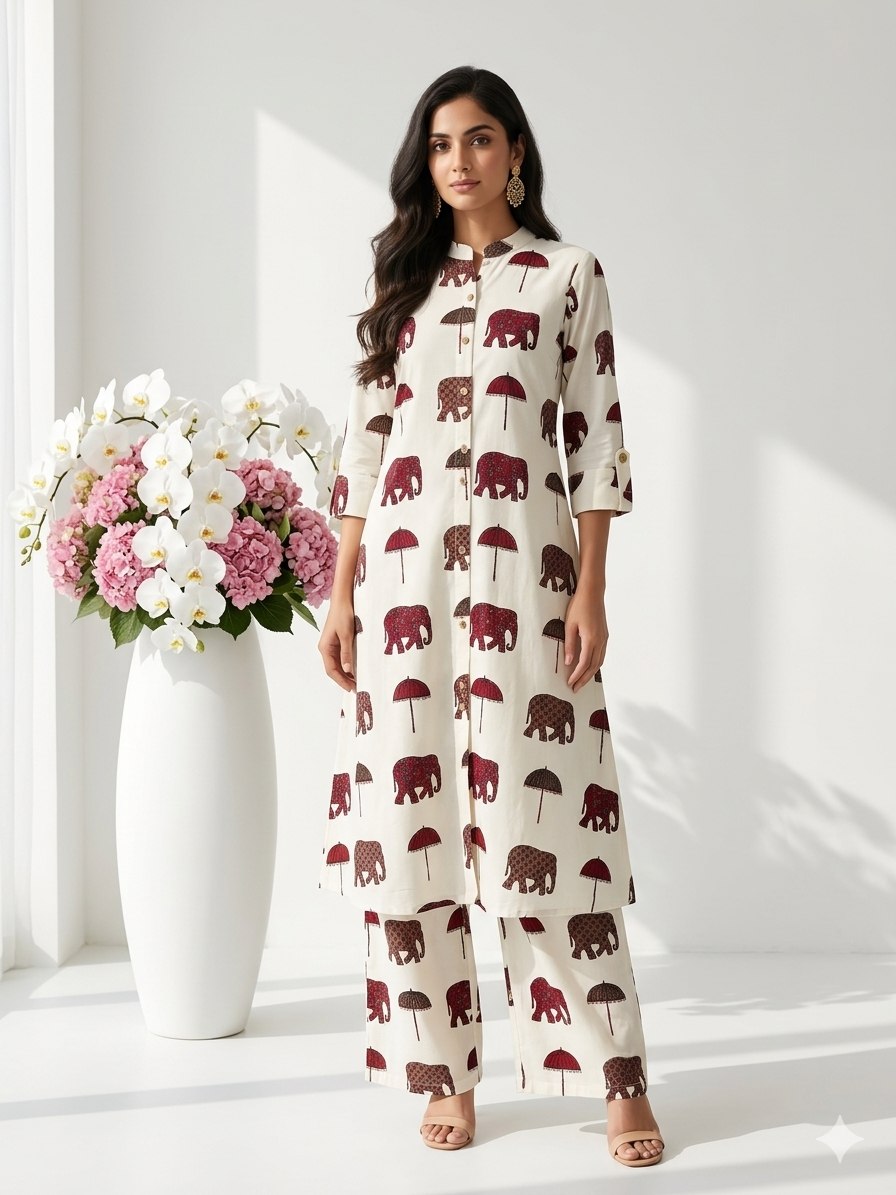 Special Pure Soft Rayon Cotton Printed Co-ord Set for Women  Stylish Kurti Palazzo Set