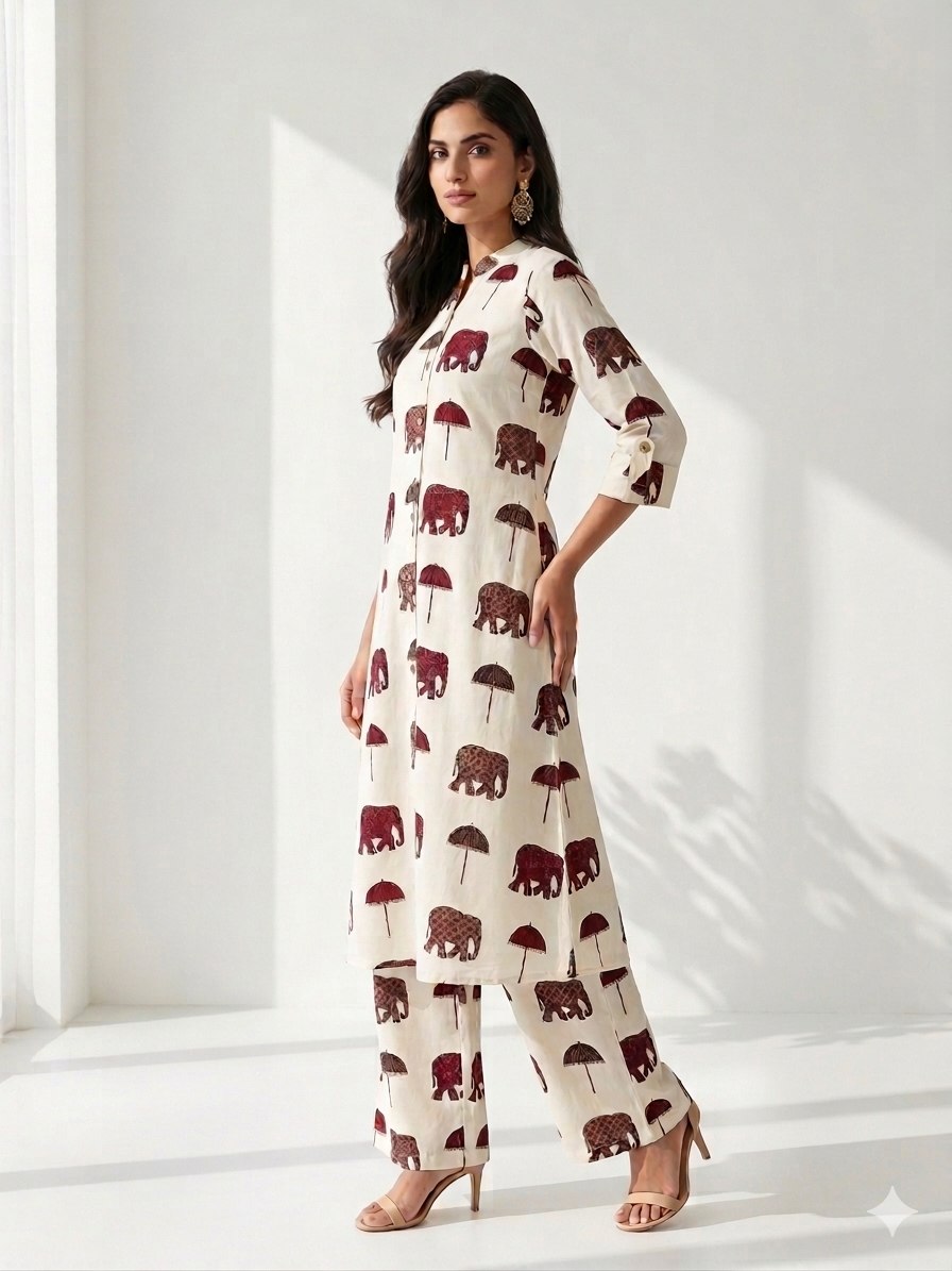 Special Pure Soft Rayon Cotton Printed Co-ord Set for Women  Stylish Kurti Palazzo Set