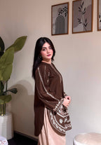 Designer Roman Silk Embroidered Kurti with Farshi Palazzo Set for Women – Party Wear