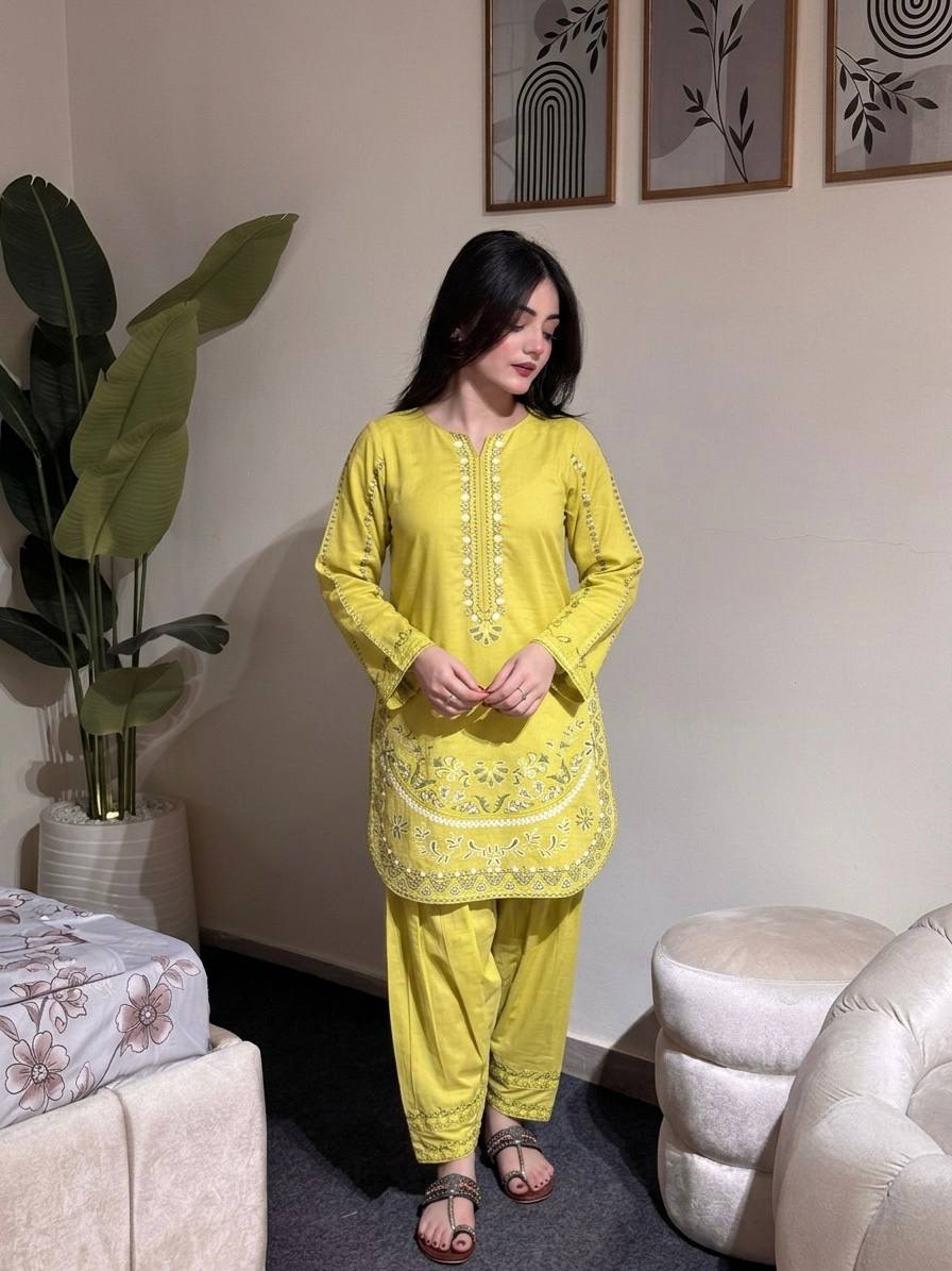 Designer Roman Silk Embroidered Kurti with Farshi Palazzo Set for Women – Party Wear