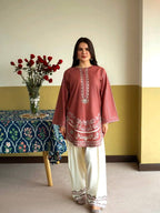 Designer Roman Silk Embroidered Kurti with Farshi Palazzo Set for Women – Party Wear