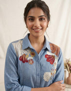 Designer Cotton Denim Co-Ord Set with Sequence Embroidery for Women