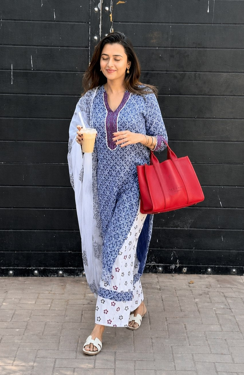 Lilan Kurti Set with Pant & Dupatta | Elegant Printed Ethnic Wear for Women | Casual & Office Wear Suit Set