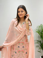 Georgette Cording & Sequence Embroidered Palazzo Suit with Dupatta