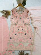 Georgette Cording & Sequence Embroidered Palazzo Suit with Dupatta