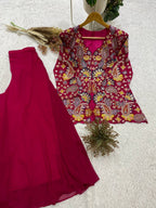 Designer Georgette Sequence Embroidered Top With Palazzo Set | 2 Piece Ethnic Wear Set