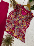 Designer Georgette Sequence Embroidered Top With Palazzo Set | 2 Piece Ethnic Wear Set