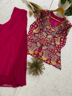 Designer Georgette Sequence Embroidered Top With Palazzo Set | 2 Piece Ethnic Wear Set