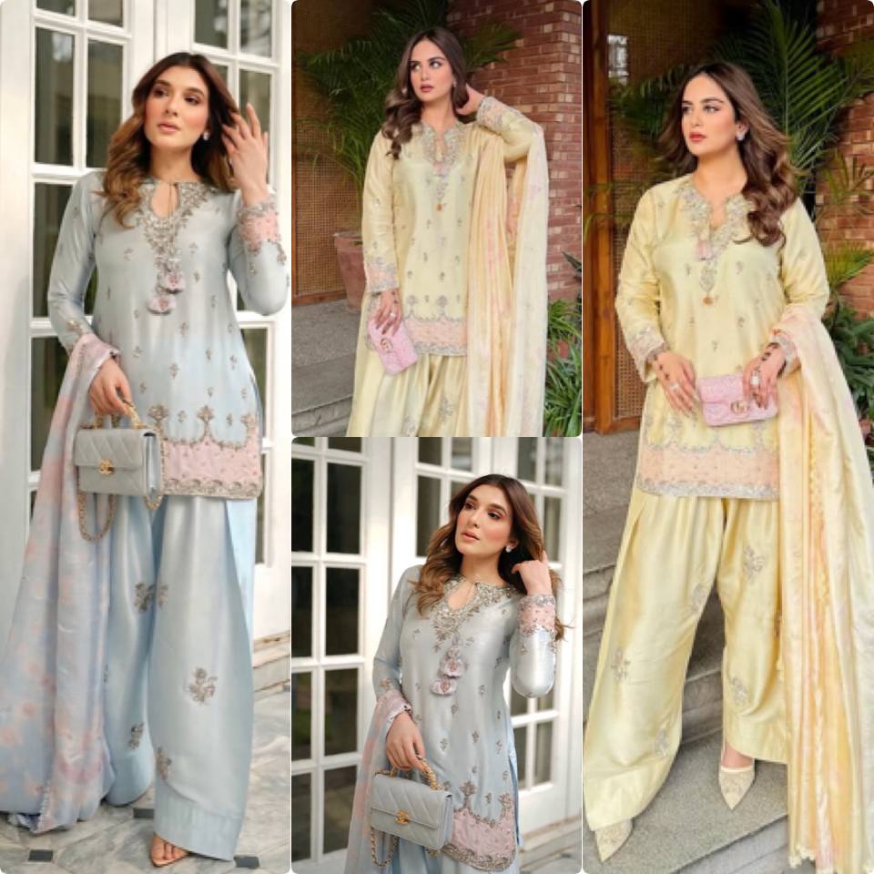 Farshi Palazzo Suit Set with Embroidered Kurti & Organza Dupatta