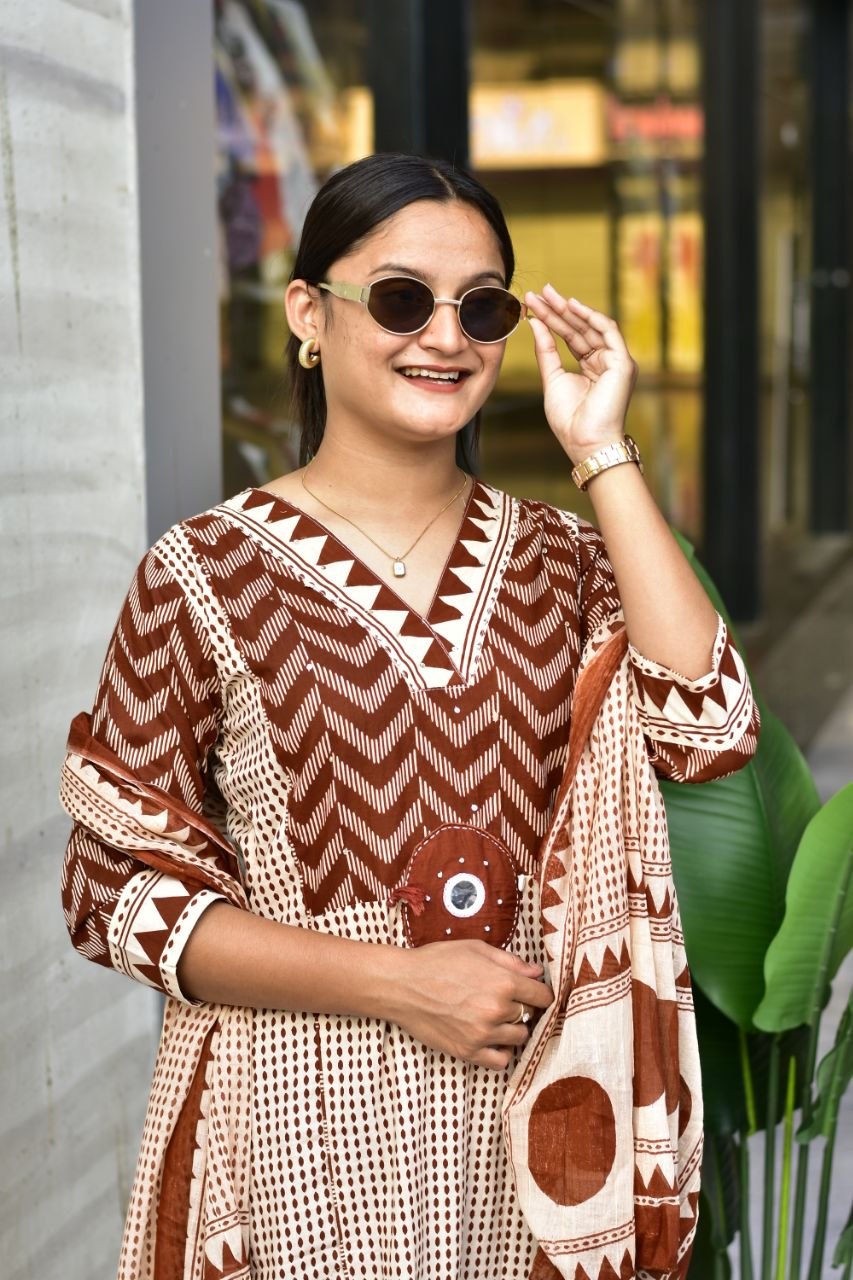 Premium Jaipur Cotton Kurti Set with Pant & Dupatta | Women's Ethnic Wear